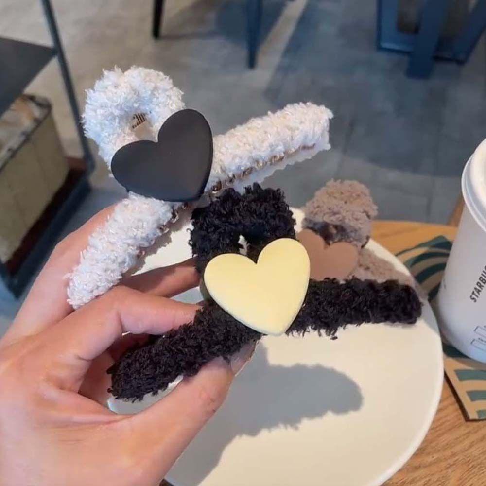 TWINKLE Kẹp TóC HìNh TráI Tim MàU Đen / Cà Phê BằNg Acrylic ThờI Trang Cho Nữ