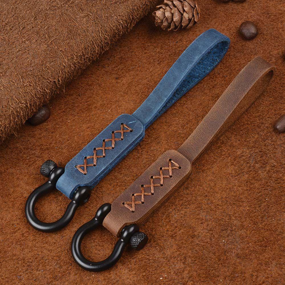 Móc Chìa Khóa Bằng Da Ngựa Phong Cách Retro Nhiều Màu Tùy Chọn Giá Đỡ