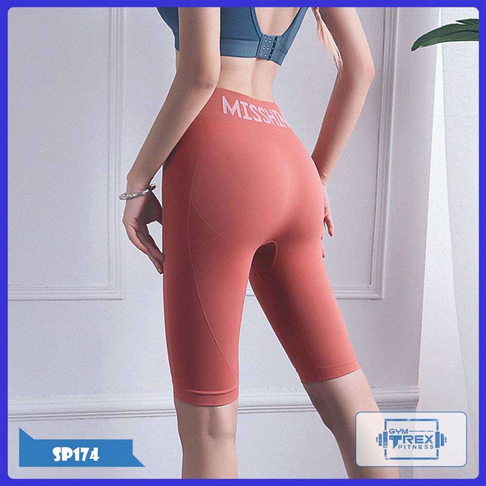 Quần legging đùi gym nữ cạp cao nâng mông SP174, Quần đùi gym nữ yoga gen bụng - Gym Trex