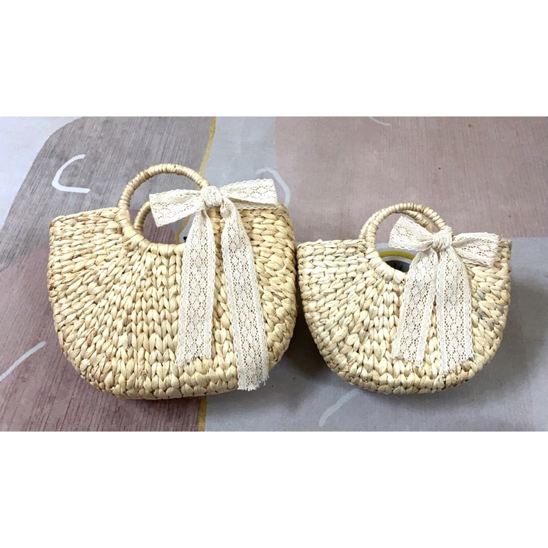 Túi cói bán nguyệt hoa cúc size 30 và 25cm