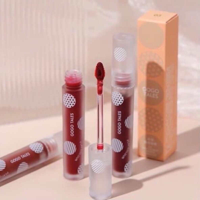 Son kem tint bóng đá băng Gogo Tales mềm môi căng mọng môi Ice Transparent Mirror Lipgloss