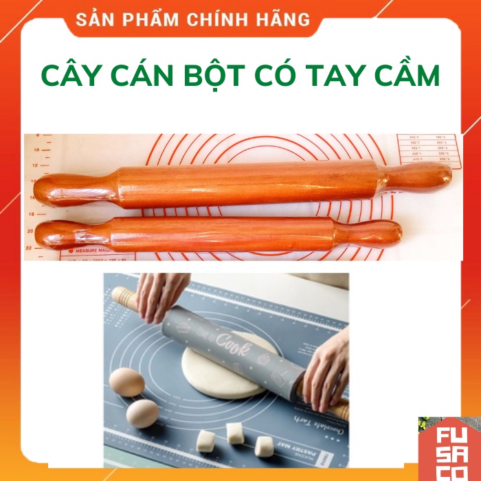 [Hàng mới vế] Cây cán bột làm bánh chuyên nghiệp Có Tay Cầm chất lượng cao