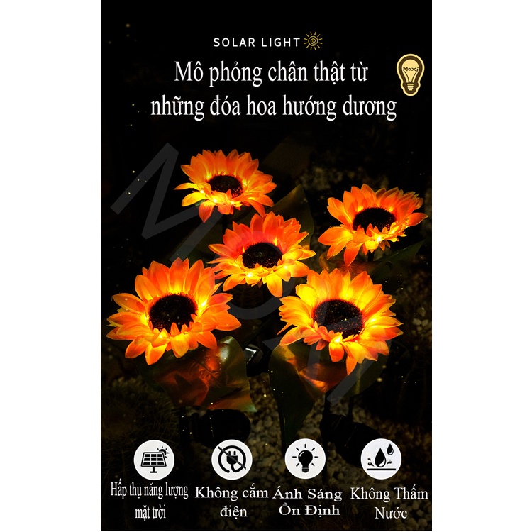 【LOẠI 1】Đèn LED Năng Lượng Mặt Trời Chống Thấm Nước Hình Hoa Hướng Dương Dùng Trang Trí decor Sân Vườn , ban công MOXI.