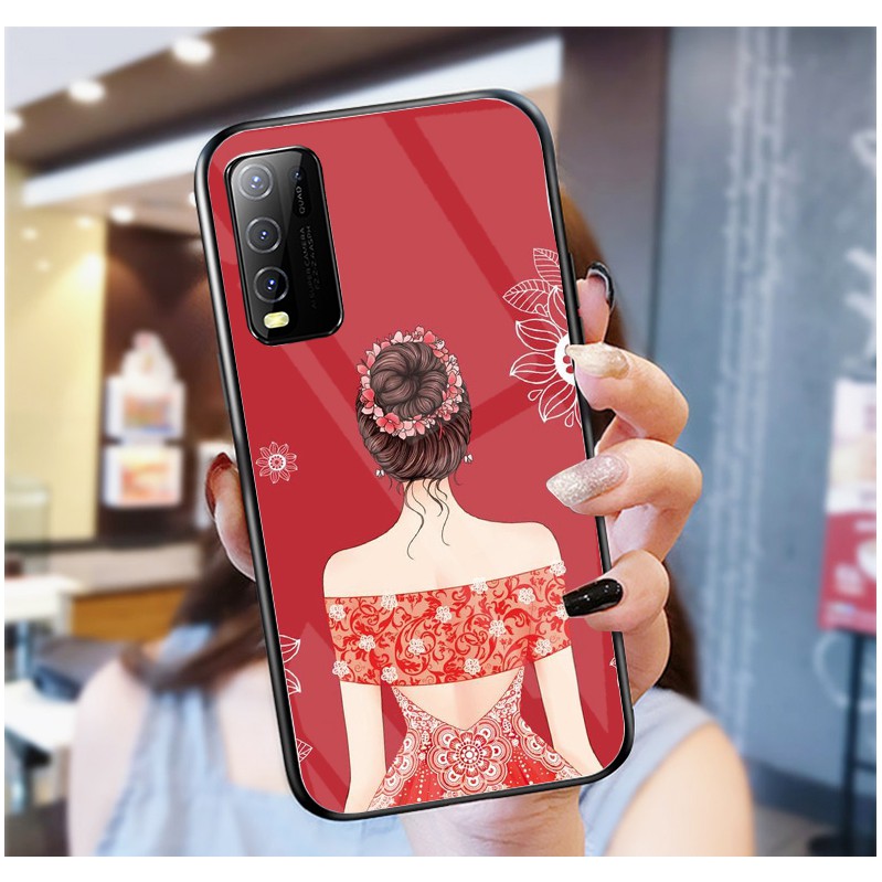 Ốp Lưng VIVO Y20,Y20S, Y12S  mặt kính cường lực cao cấp