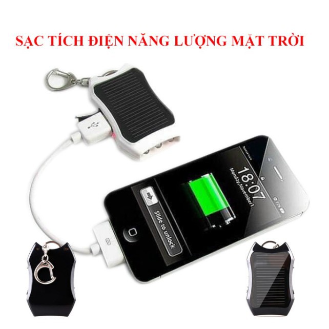 MÓC KHÓA SẠC DỰ PHÒNG CAO CẤP SỬ DỤNG NĂNG LƯỢNG MẶT TRỜI 3 IN 1