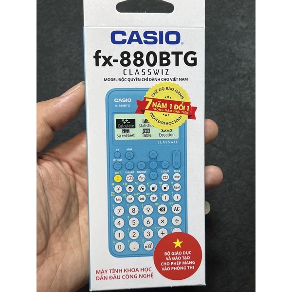 Máy tính Casio FX 880BTG màu xanh chính hãng, bảo hành 7 năm