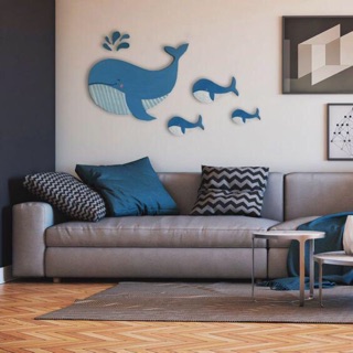 Cá voi gỗ treo tường, cá decor, trang trí nhà cửa, đồ chơi an toàn sáng tạo