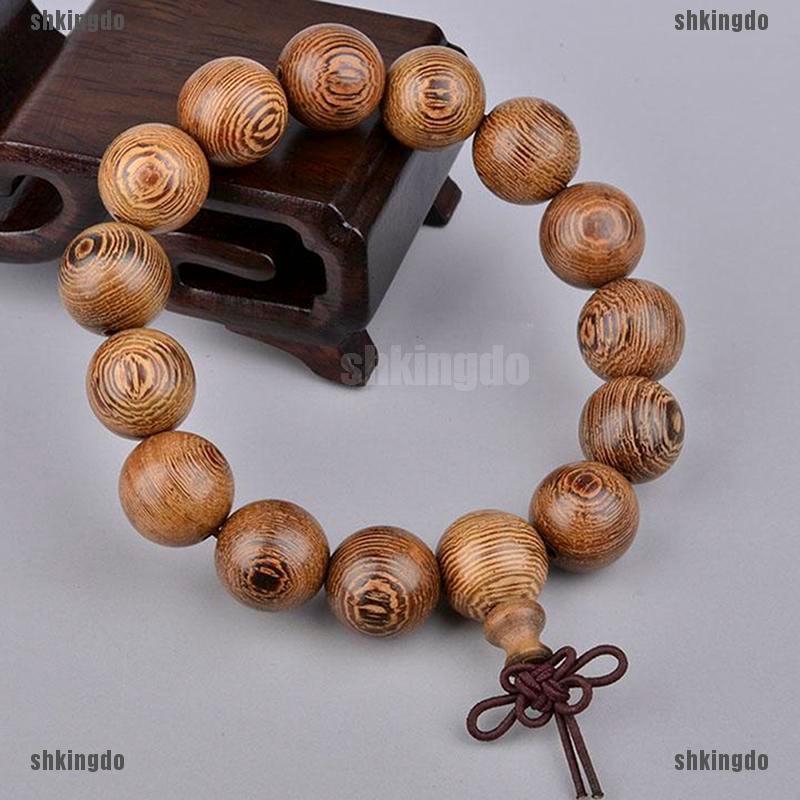 Vòng tay chuỗi hạt gỗ tròn 15mm kiểu Phật giáo
