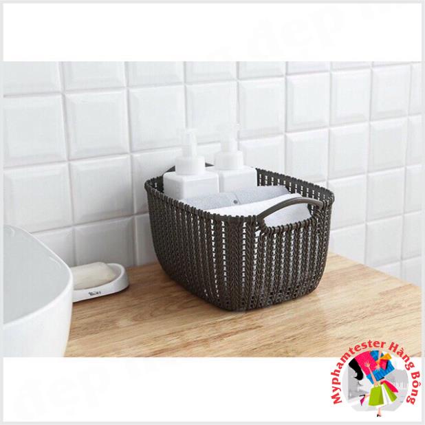 Rổ mây Đan bằng nhựa 3 cỡ phong cách Hàn quốc