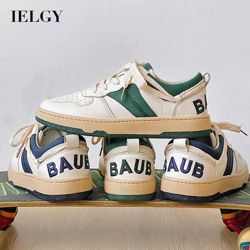 Giày sneaker Ielgy cột dây khối màu thời trang chống mài mòn cho nam