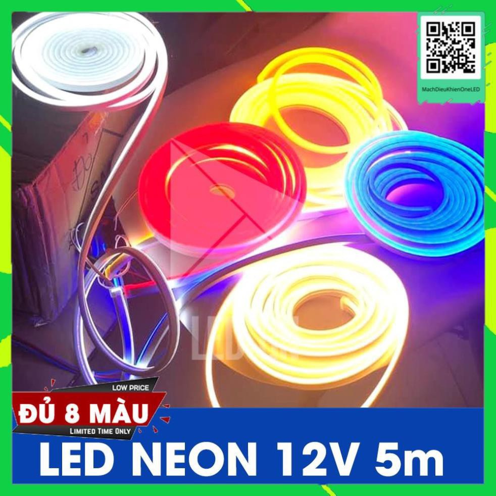 LED Dây Neon Dẻo 12V 5m - Đủ 8 Màu