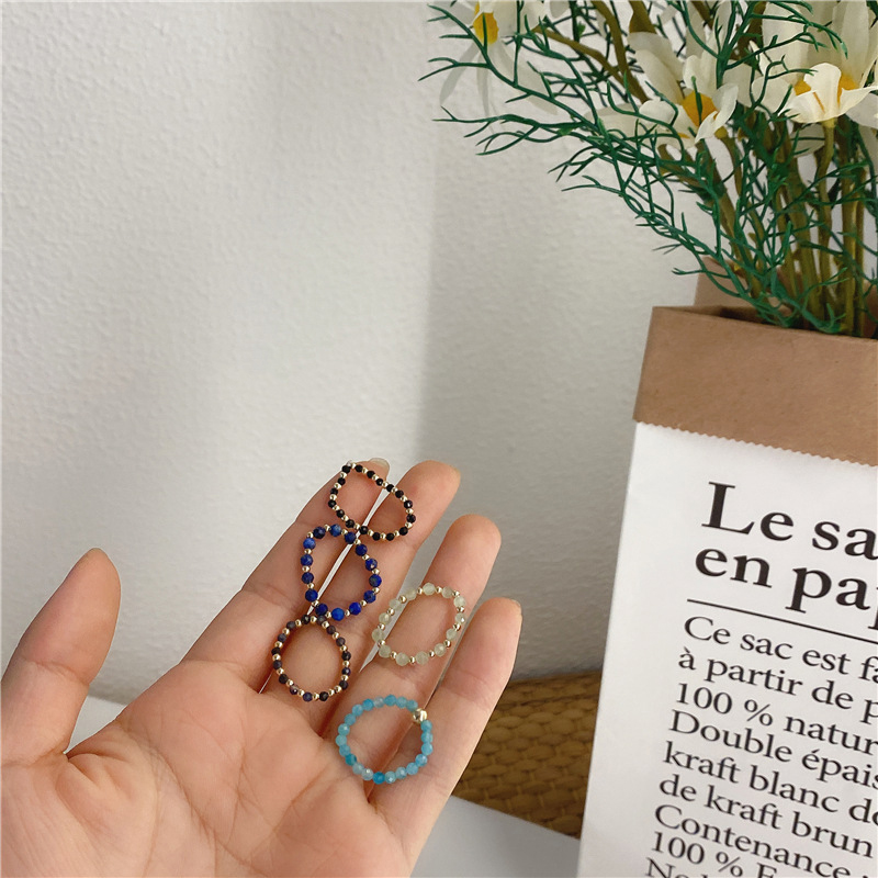 Nhẫn xỏ hạt cườm thủ công nhiều màu sắc tuỳ chọn phong cách vintage