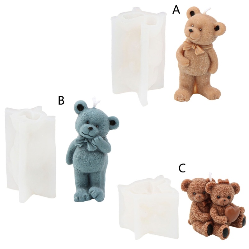 Khuôn Silicone Làm Nến Thơm Trang Trí Hình Gấu Siêu Đáng Yêu