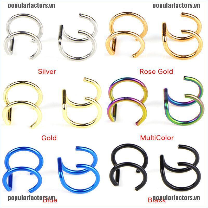 Set 2 khuyên mũi môi tai chữ U không xỏ lỗ thời trang cá tính cho nam nữ