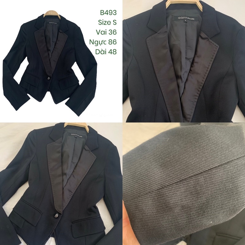 Áo khoác vest/blazer B493 form ngắn chất vải dày dặn 2hand Hàn si tuyển ảnh thật