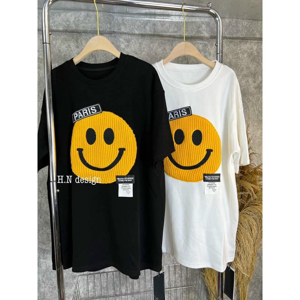 ÁO phông cotton mặt cười PARISS(kèm ảnh thật và video)
