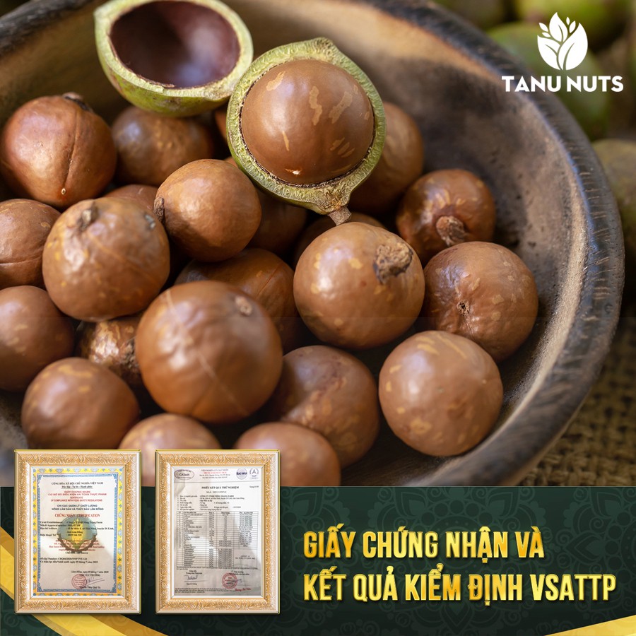 Hạt macca TANU NUTS túi kraft trắng (bản quà biếu sang trọng)