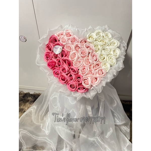 Quà tặng, bó hoa sáp tim voan mẫu thiết kế của Tien’s flower, thích hợp làm quà tặng sinh nhật, 14/2, 8/3, 20/10