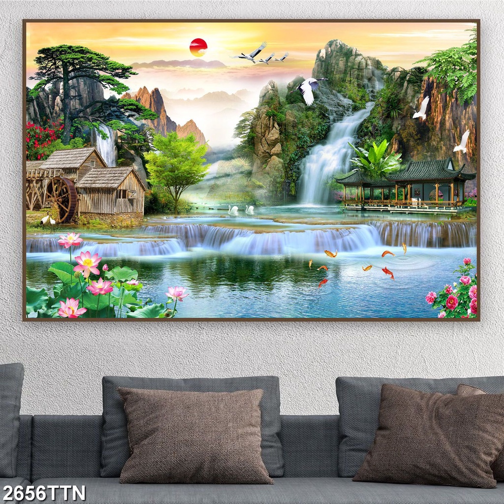 Giấy dán tường có keo sẵn, Tranh phong thủy, tô điểm phòng khách buồng ngủ hiện đại  - 2656