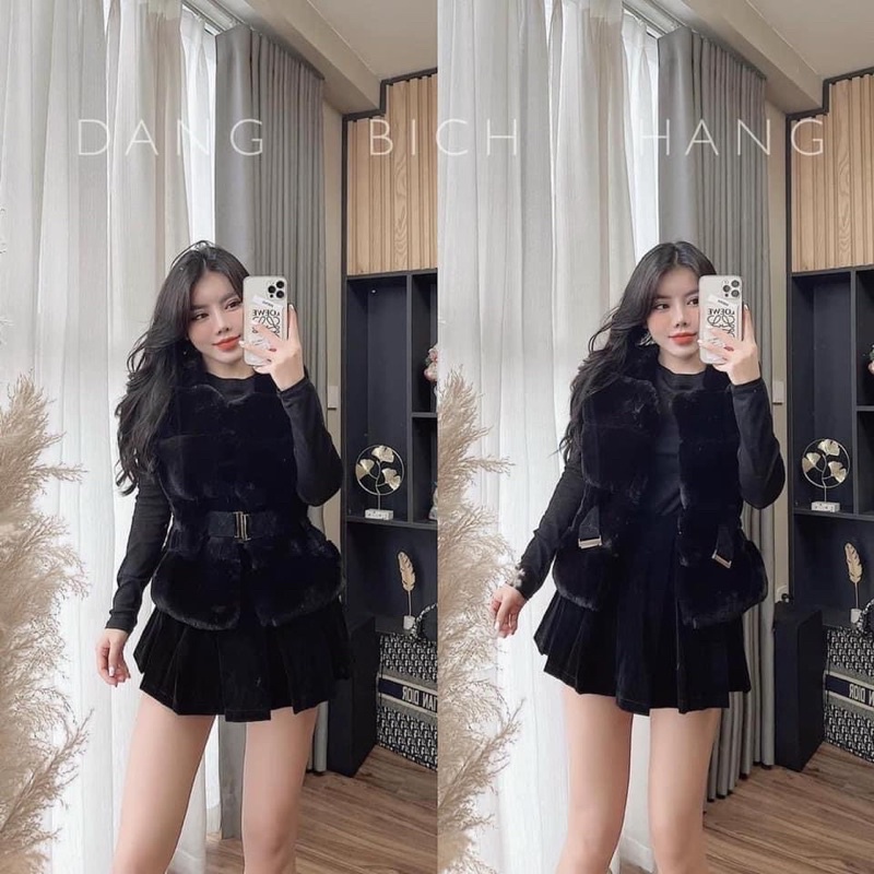 Áo gile lông cổ vuông ms8803 | BigBuy360 - bigbuy360.vn