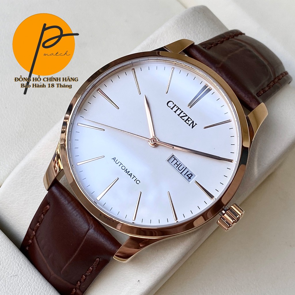 Đồng Hồ Nam Ci.tizen Dây da Pwatch NH8353-18A Chính Hãng