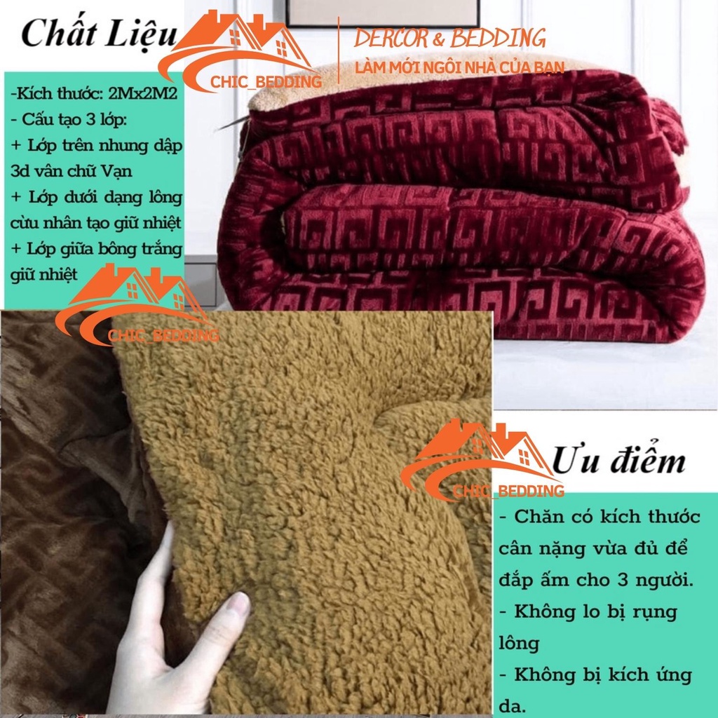 Chăn lông cừu chữ vạn đại hàn, mềm lông cừu hàng chuẩn loại 1 không xù lông siêu ấm