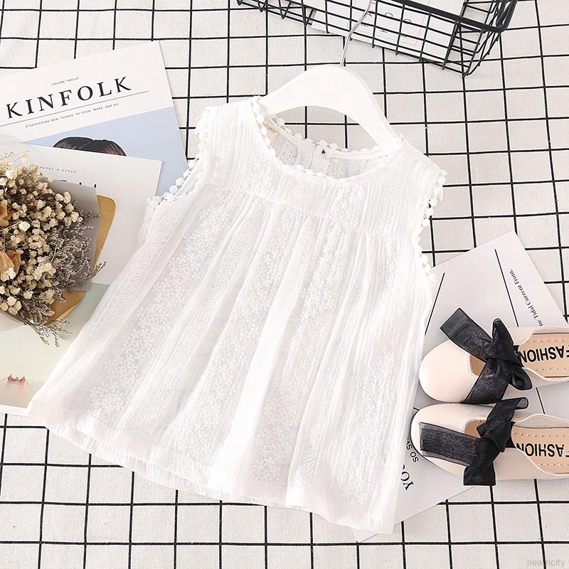 Áo không tay viền ren hoa phong cách Hàn Quốc cho bé gái