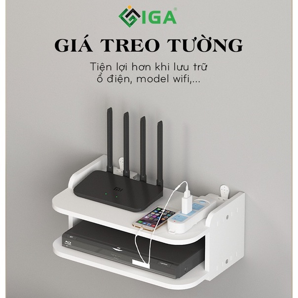 Kệ wifi treo tường Kệ treo đa năng tặng kèm 2 móc treo - IG407