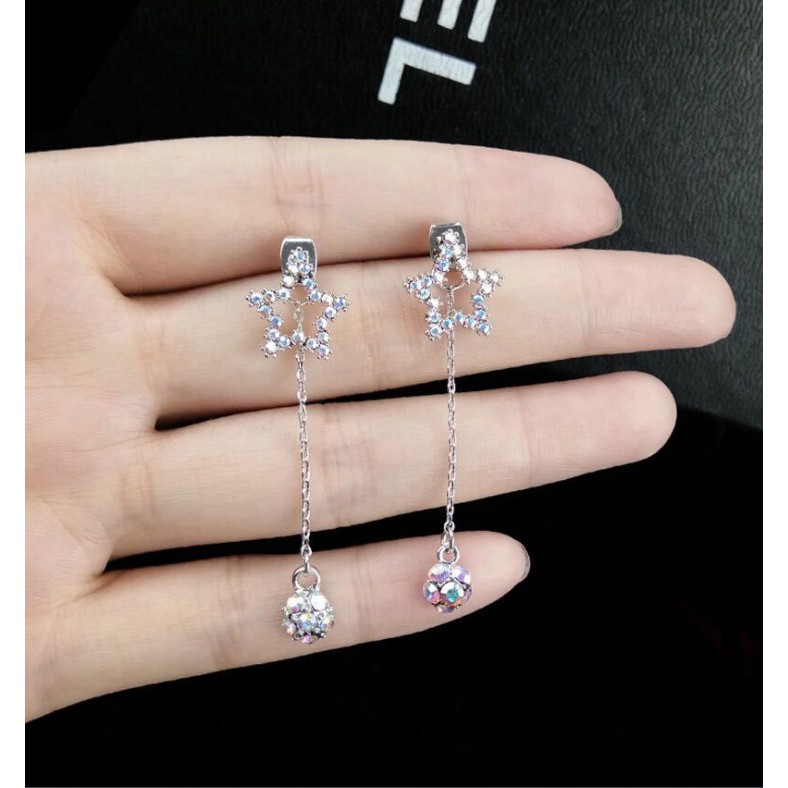 Khuyên Tai Tua Rua Cho Nữ Đính Đá Màu Trắng Xinh Xắn XB-B26 - Bảo Ngọc Jewelry