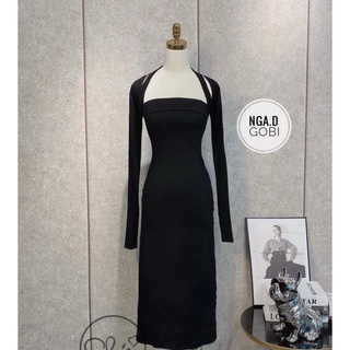 Đầm body tay dài dây quàng cổ (Đầm Dây Cổ)