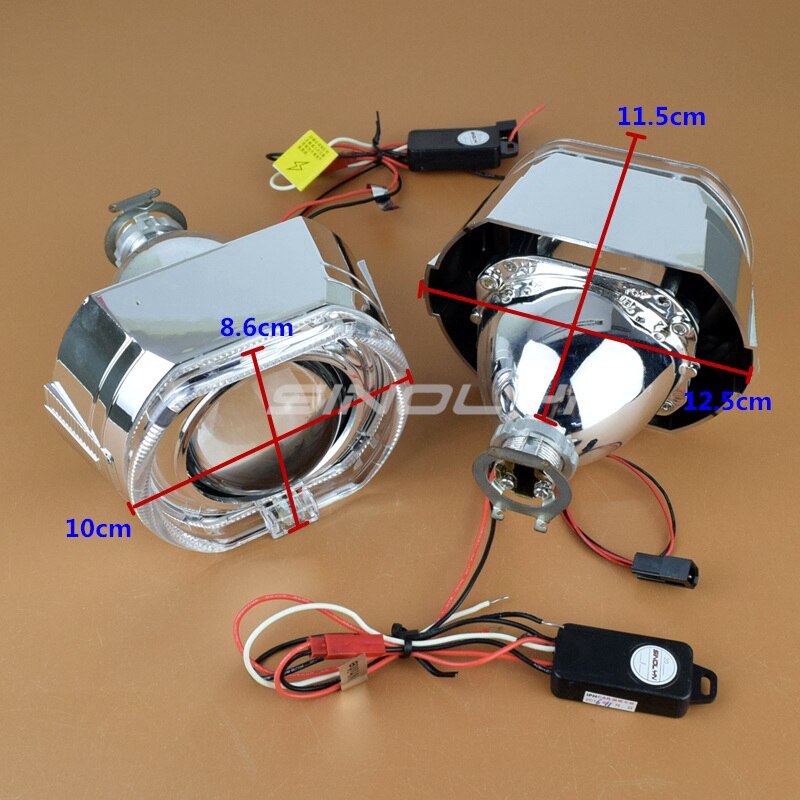 Bộ đèn pha bóng LED Sinolyn Angel Eyes Bi Xenon H4 H7 DRL Devil 2.5inch cho xe hơi sử dụng H1 HID