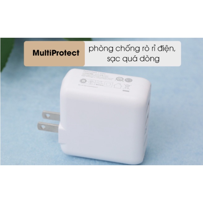 Sạc Nhanh Anker A2023 Chính Hãng 24w Hai Cổng Sạc, Dùng Cho SamSung, Iphone, Ipad, Bảo hành 12 Tháng (Nguyên Hộp)