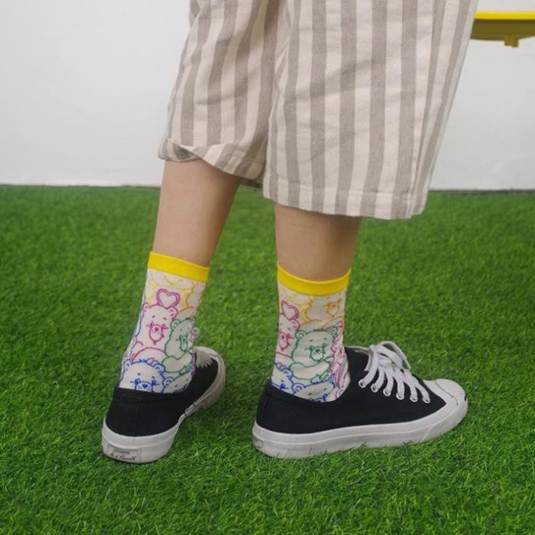 Tất Nữ Cổ Cao Nhật Bản Cao Cấp In Hình Hoạt Hình Hoạt Tiết Nhiều Màu Dễ Thương Cotton Mềm Mát Vớ Nữ Cổ Cao