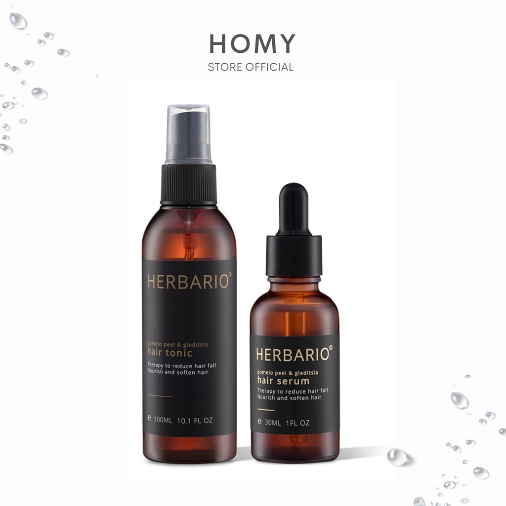 Combo nước dưỡng tóc tinh dầu bưởi và bồ kết Herbario 100ml + serum dưỡng tóc Herbario 30ml