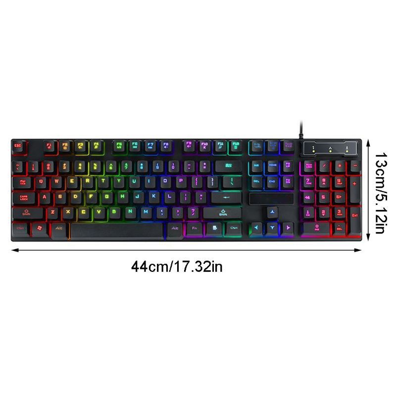 CRE  USB Wired Gaming Keyboard 104 Keys Mechanical Feeling Gamer Keyboard for Computer Laptop