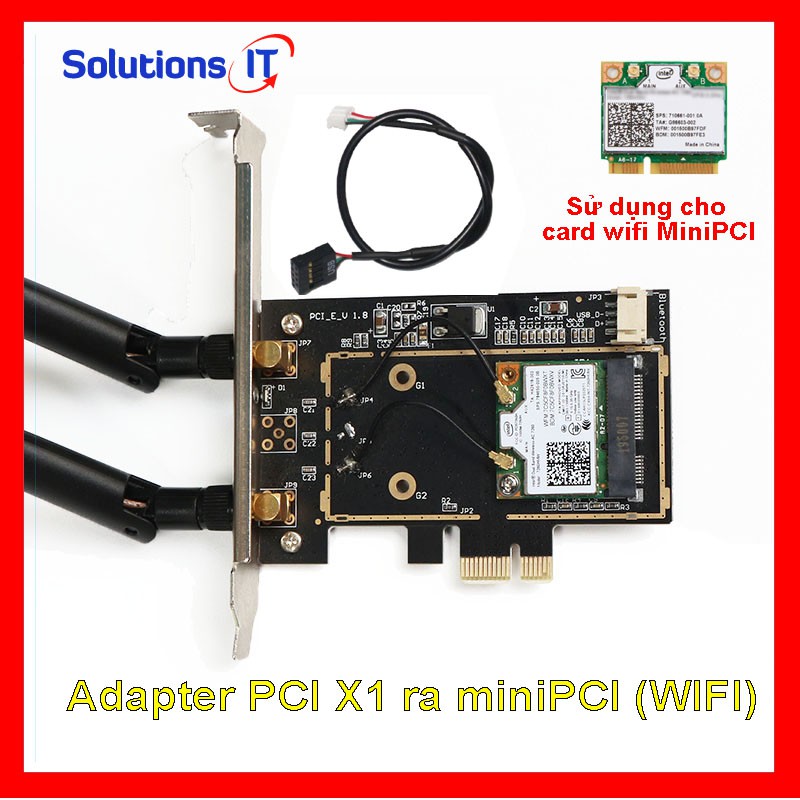 Bộ đầu chuyển adapter PCI X1 ra card wifi M2 NGFF/ MiniPCI có hỗ trợ Bluetooth