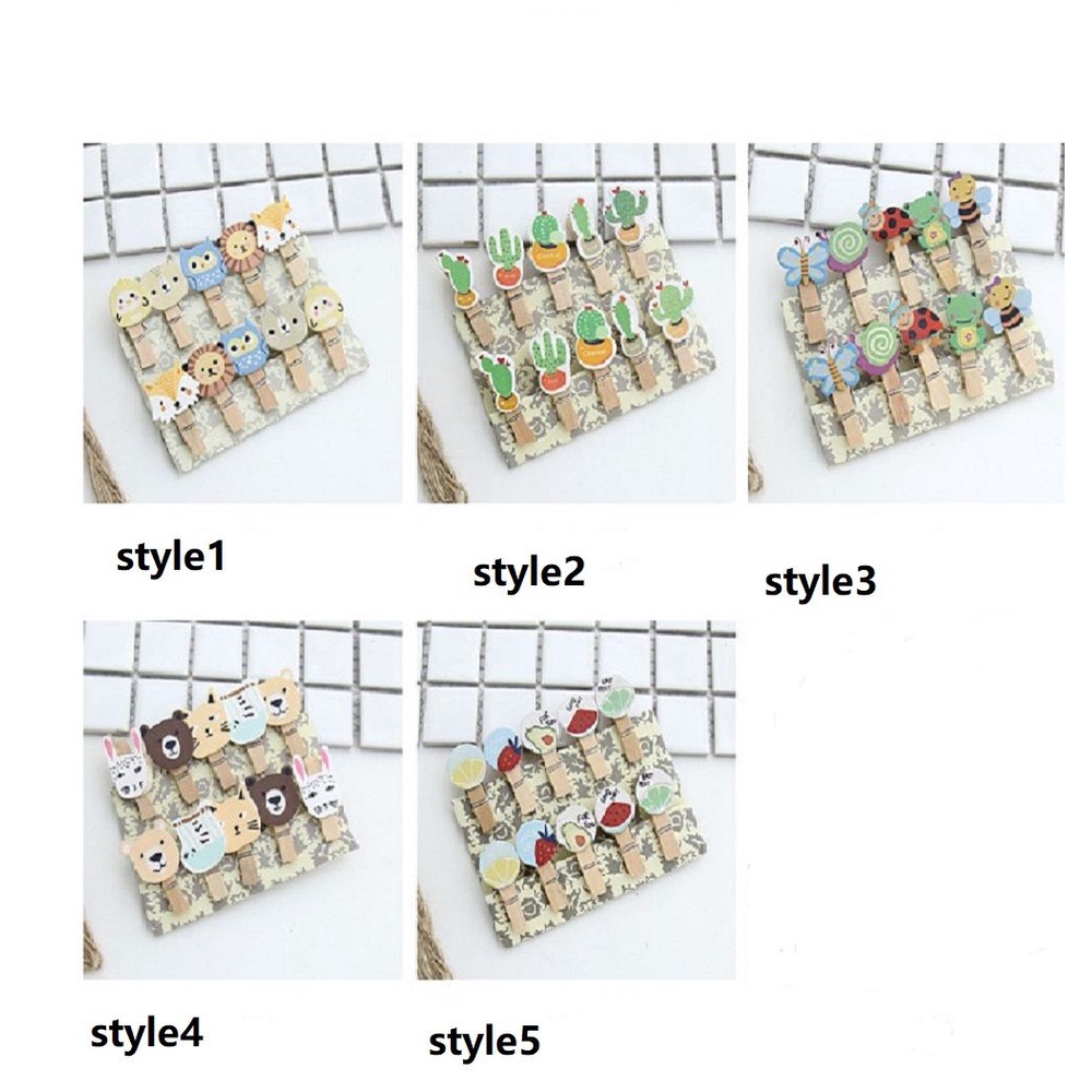 Set kẹp ảnh treo tường bằng gỗ họa tiết hoạt hình sáng tạo