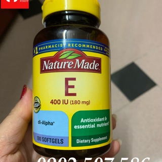 🐳 Vitamin E 400 IU (180 mg) Nature Made 180 Viên Nang Mềm 🐳