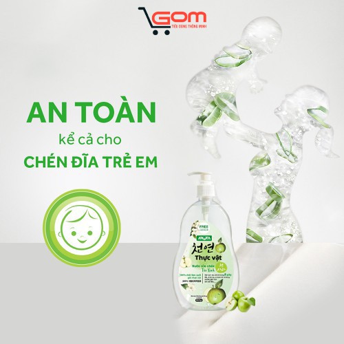 [CHÍNH HÃNG] Nước Rửa Chén Thực Vật Hương Táo Xanh 2021 GOM - Khử Mùi, Sạch Dầu Mỡ Chỉ Sau 8 Giây CI4