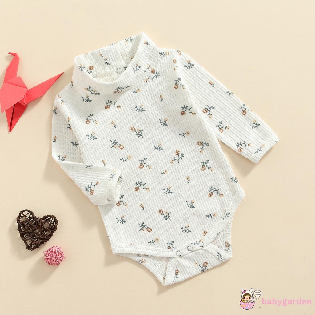 Áo Liền Quần Tam Giác Tay Dài Cổ Cao In Hoa Thời Trang Cho Bé Gái