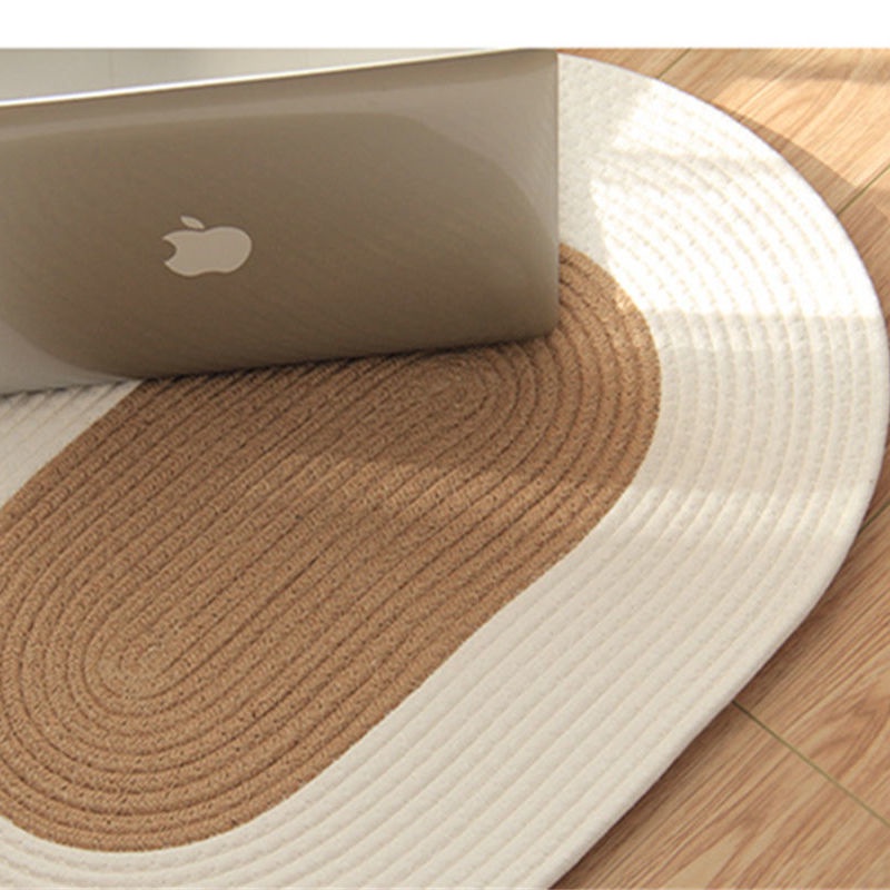 Thảm Cotton Hình Oval Phong Cách Nhật Bản Chống Bẩn Cho Phòng Khách / Phòng Ngủ
