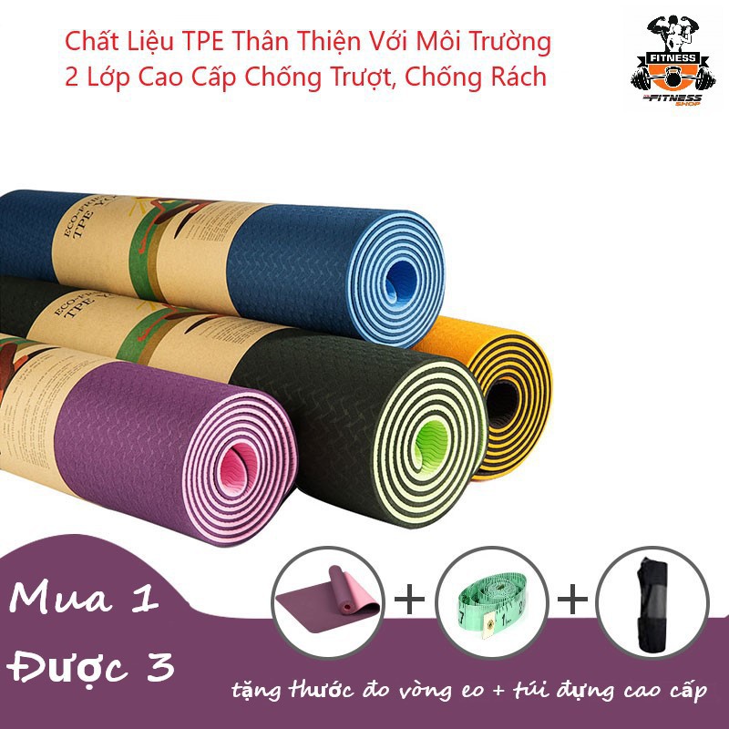 THẢM TẬP YOGA 2 MẶT TẶNG KÈM TÚI LƯỚI-HOT TREND [RẺ NHẤT SHOPEE]