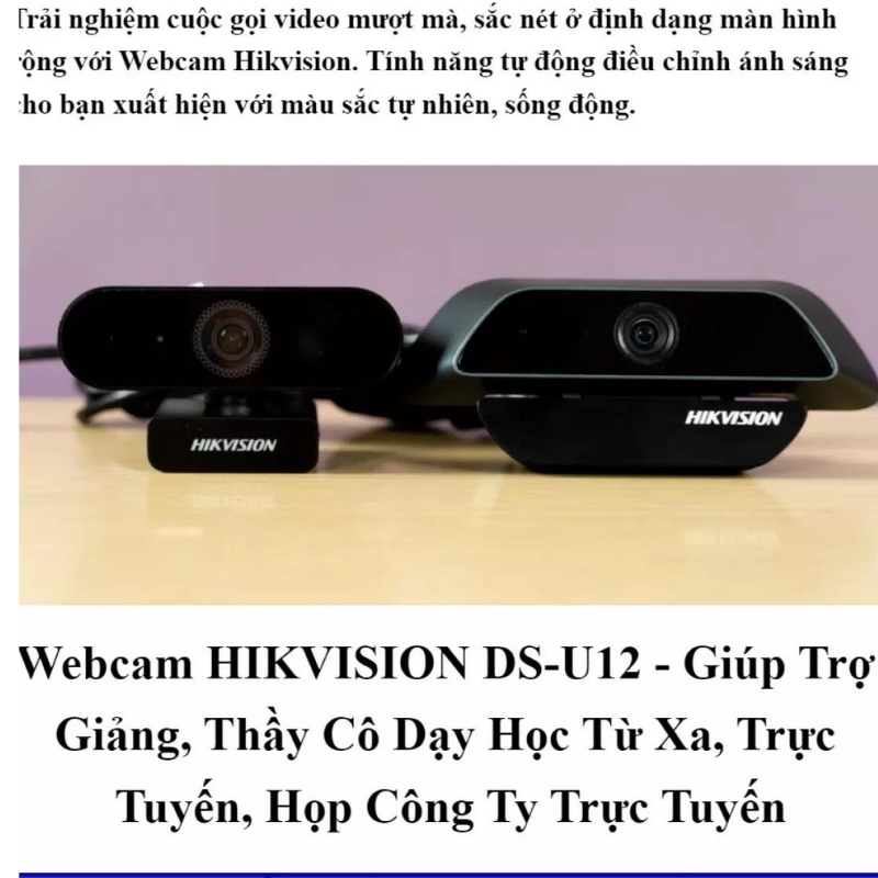 Webcam Máy Tính HIKVISION DS-U02,DS-U12 Chuyên Dụng Cho Livestream, Học Và Làm Việc Online Siêu Rõ Nét