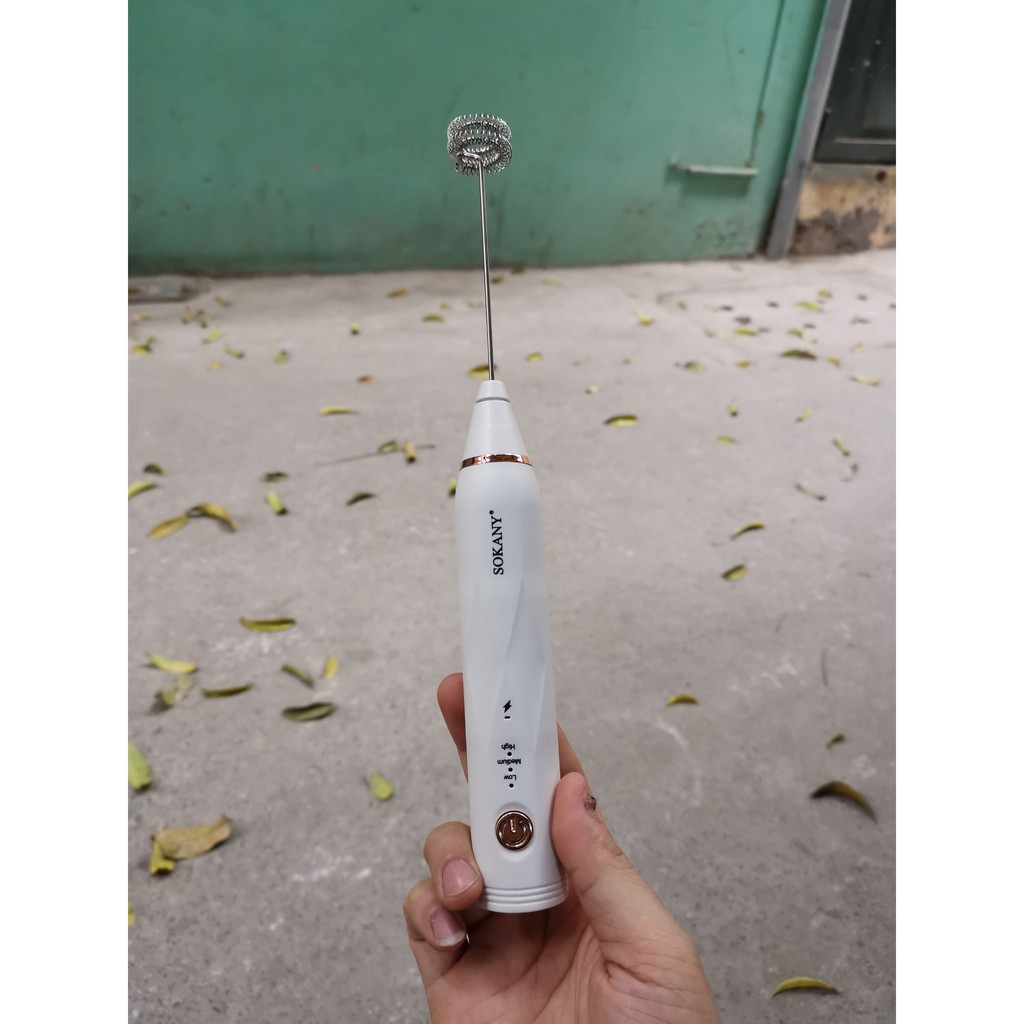 Máy đánh bọt cafe trứng cầm tay mini Sokany sử dụng pin sạc cao cấp Nobihome,máy đánh trứng cafe cầm tay mini