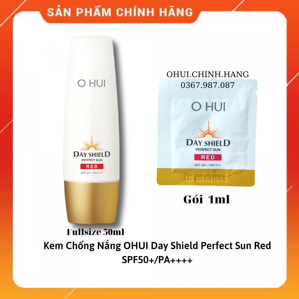 Gói Kem chống nắng Ohui Sun Red 1ml_Kem Chống Nắng OHUI Day Shield Perfect Sun Red SPF50+/PA++++_𝐄𝐁𝐈𝐒𝐔 𝐂𝐎𝐒𝐌𝐄𝐓𝐈𝐂𝐒
