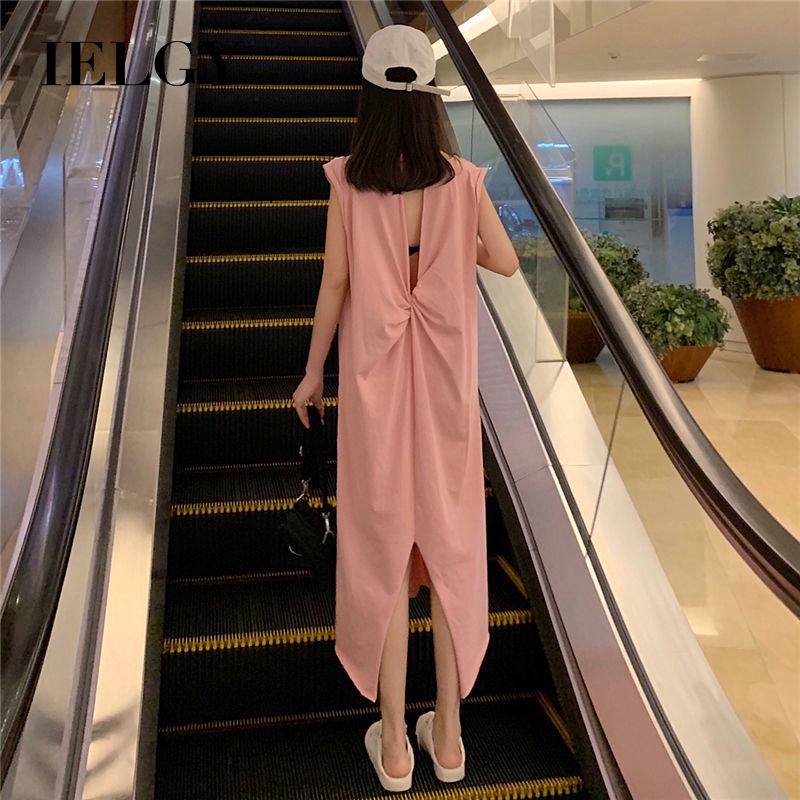 Đầm thun IELGY không tay hở lưng size lớn thời trang mùa hè cho nữ