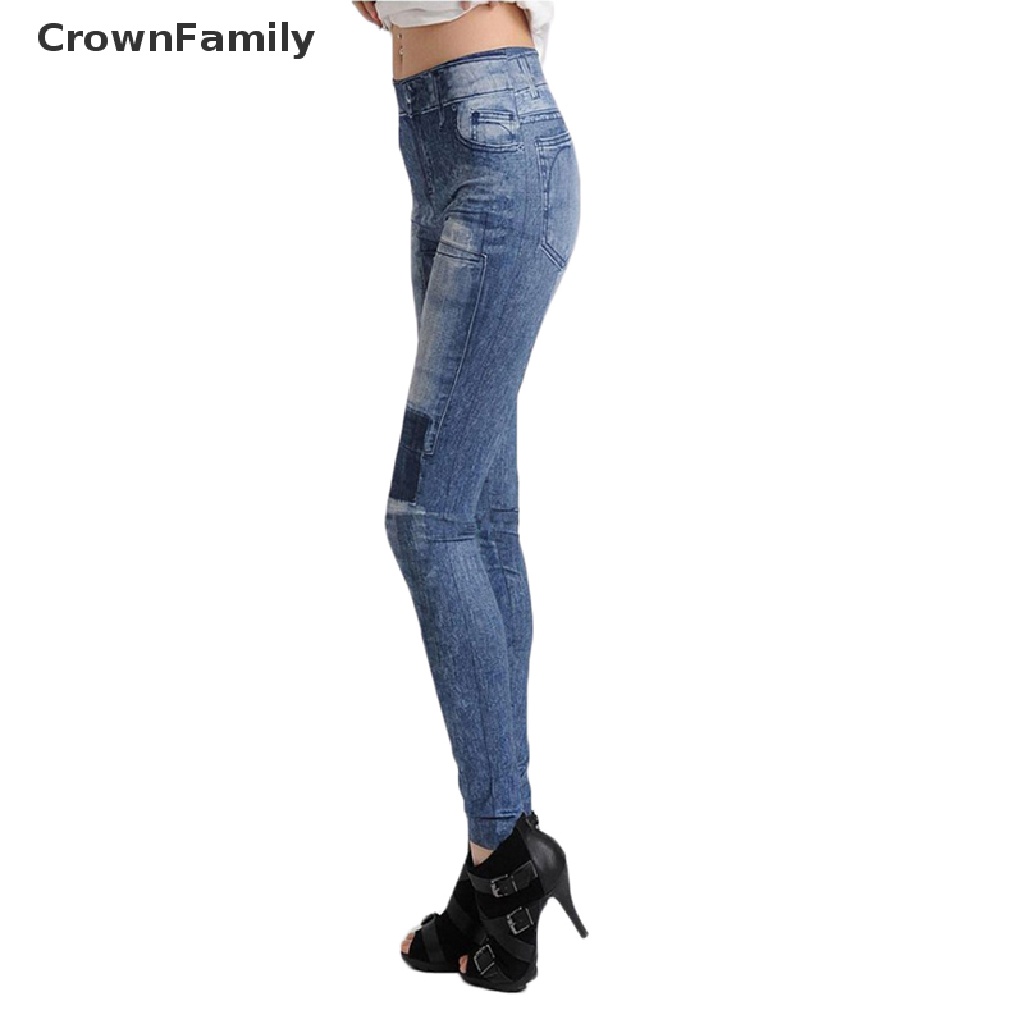 (CrownFamily) Quần Legging denim Co Giãn Thời Trang