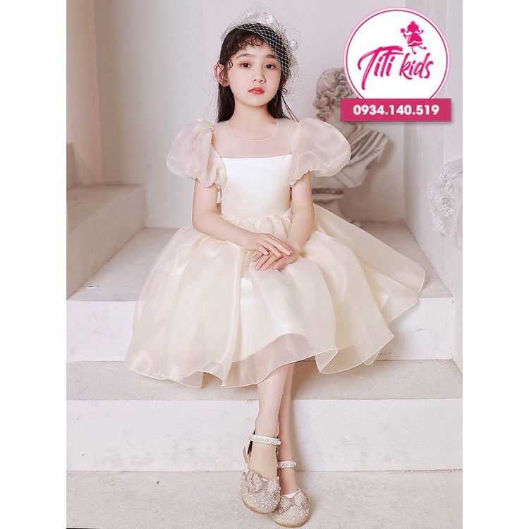 Đầm Bé Gái TiTiKids Đầm Công Chúa Voan Da Tay Phồng CC199