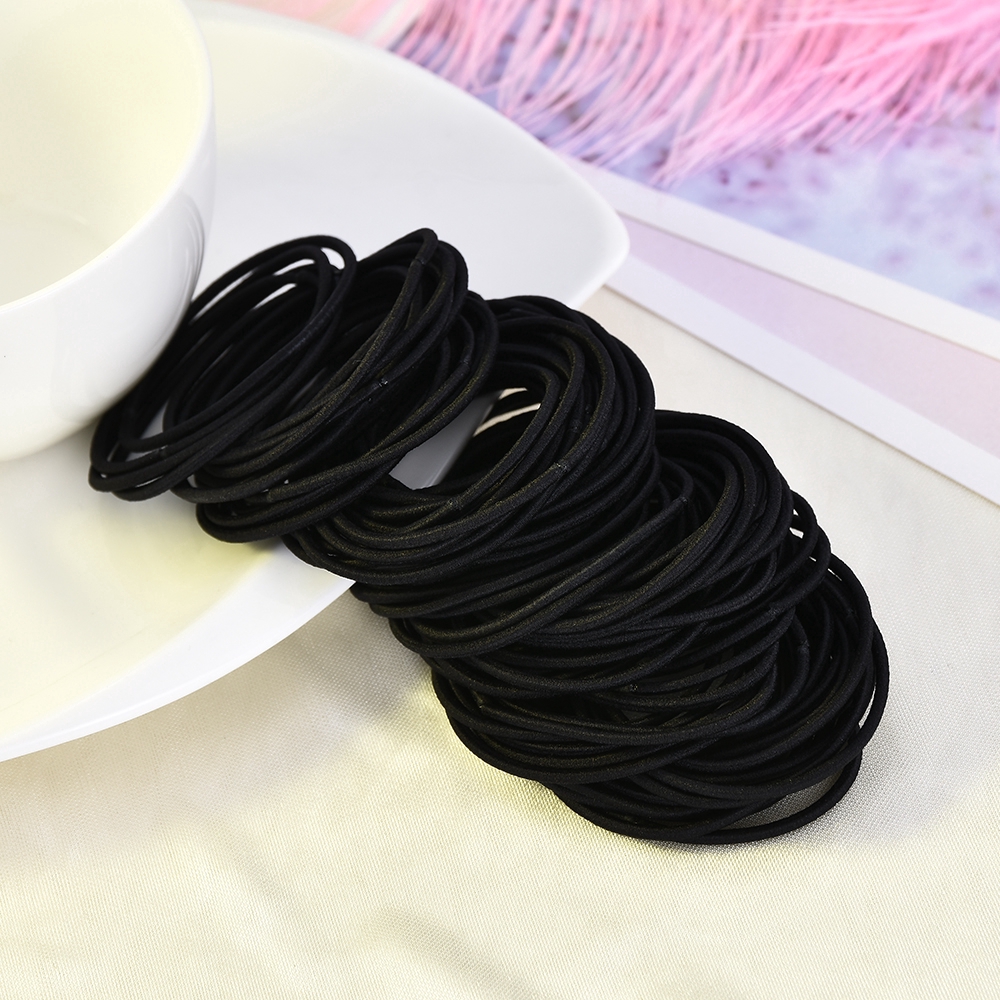 Bộ 100 sợi dây thun cột tóc màu trơn cao cấp