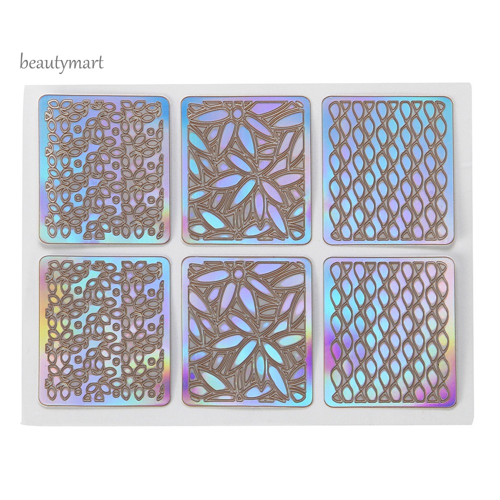 [Hàng mới về] Set 6/12/24 tờ sticker dán móng tạo lỗ rỗng trang trí nghệ thuật